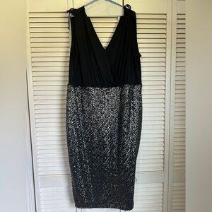 Black and silver Lane Bryant cocktail dress